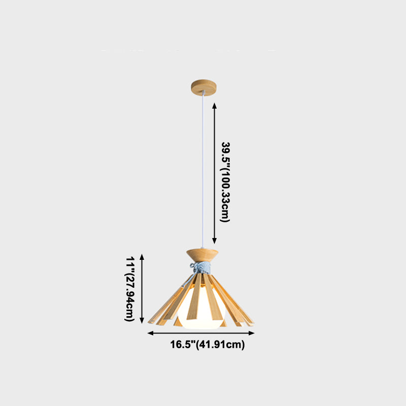 Minimaliste moderne à la lampe suspendue à la lampe en bois de bois avec une teinte en verre