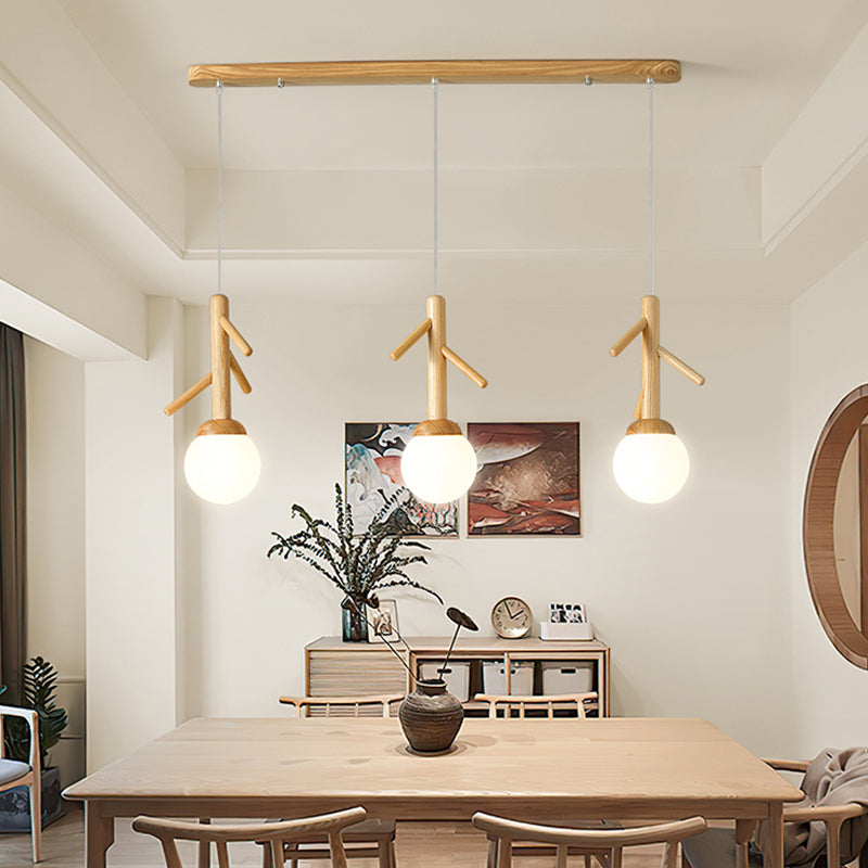 Log Color Globe Pendant Light in Modern Creative Style Glass 3-Light Hanging Lamping