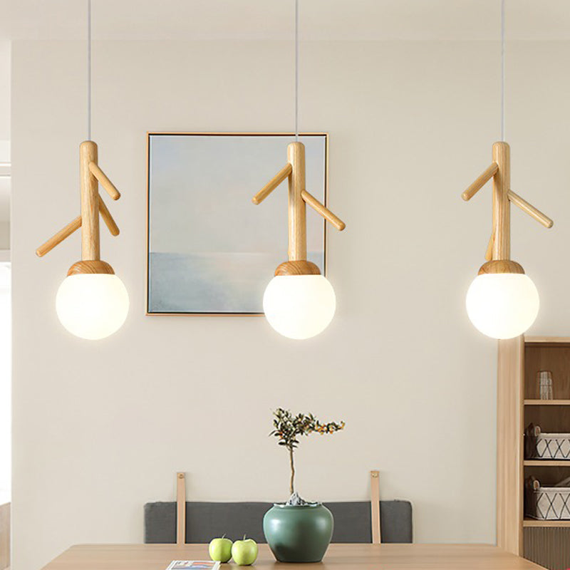 Log Color Globe Pendant Light in Modern Creative Style Glass 3-Light Hanging Lamping