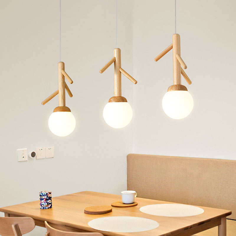 Log Color Globe Pendant Light in Modern Creative Style Glass 3-Light Hanging Lamping