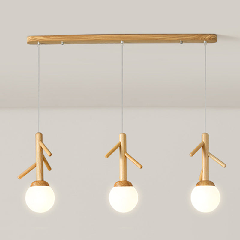 Log Color Globe Pendant Light in Modern Creative Style Glass 3-Light Hanging Lamping