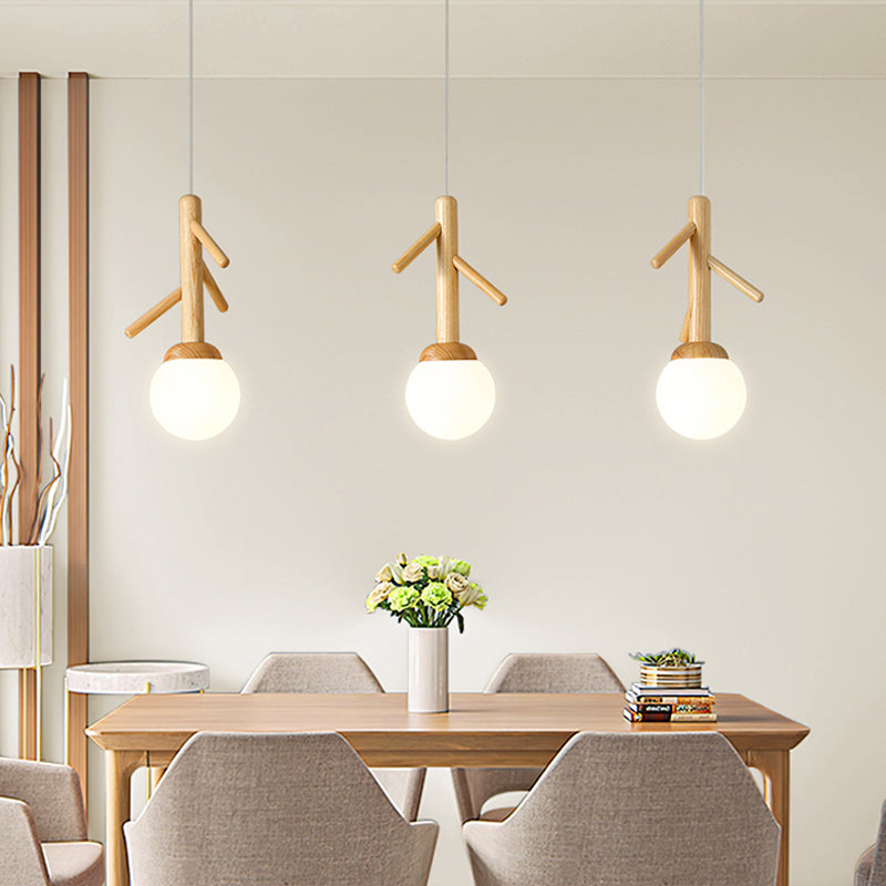 Log Color Globe Pendant Light in Modern Creative Style Glass 3-Light Hanging Lamping