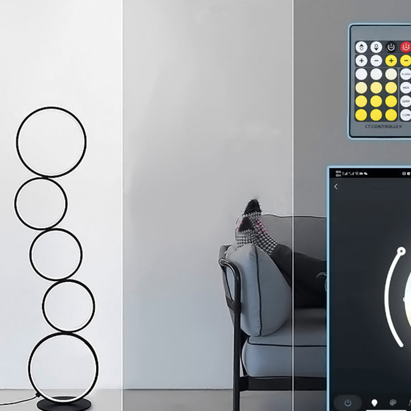 5 Light Circles Floor Lamp Contemporary Metal Standard Lamps for Living Room