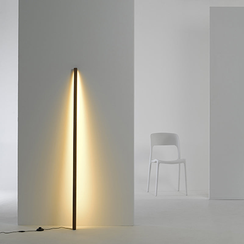 1 Light Linear Floor Lamp Contemporary Wood Standard Lamps for Bedroom