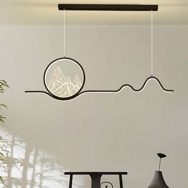 Linear Shape Island Lights Modern Style Metal 2-Light Pendant Light Fixtures