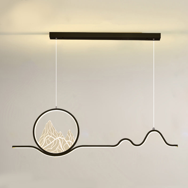 Linear Shape Island Lights Modern Style Metal 2-Light Pendant Light Fixtures