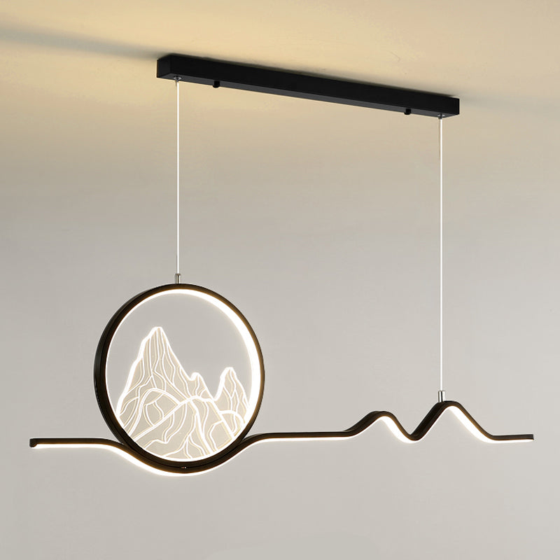 Linear Shape Island Lights Modern Style Metal 2-Light Pendant Light Fixtures