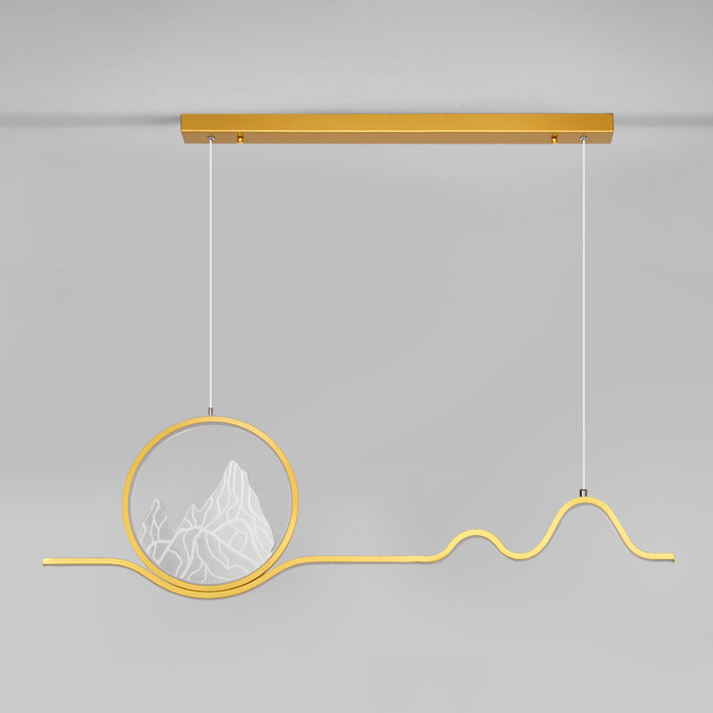 Linear Shape Island Lights Modern Style Metal 2-Light Pendant Light Fixtures