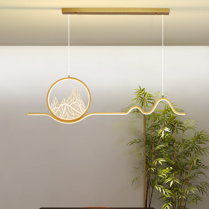 Linear Shape Island Lights Modern Style Metal 2-Light Pendant Light Fixtures