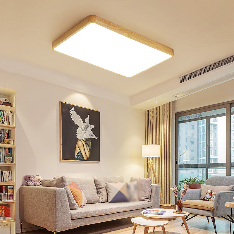 Plafonnier LED encastré en bois, luminaire de plafond simple pour chambre à coucher