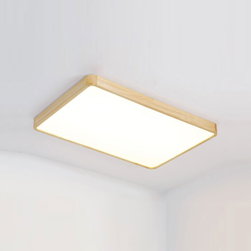 Plafonnier LED encastré en bois, luminaire de plafond simple pour chambre à coucher