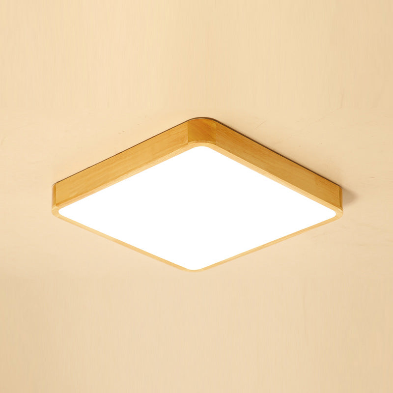 Plafonnier LED encastré en bois, luminaire de plafond simple pour chambre à coucher