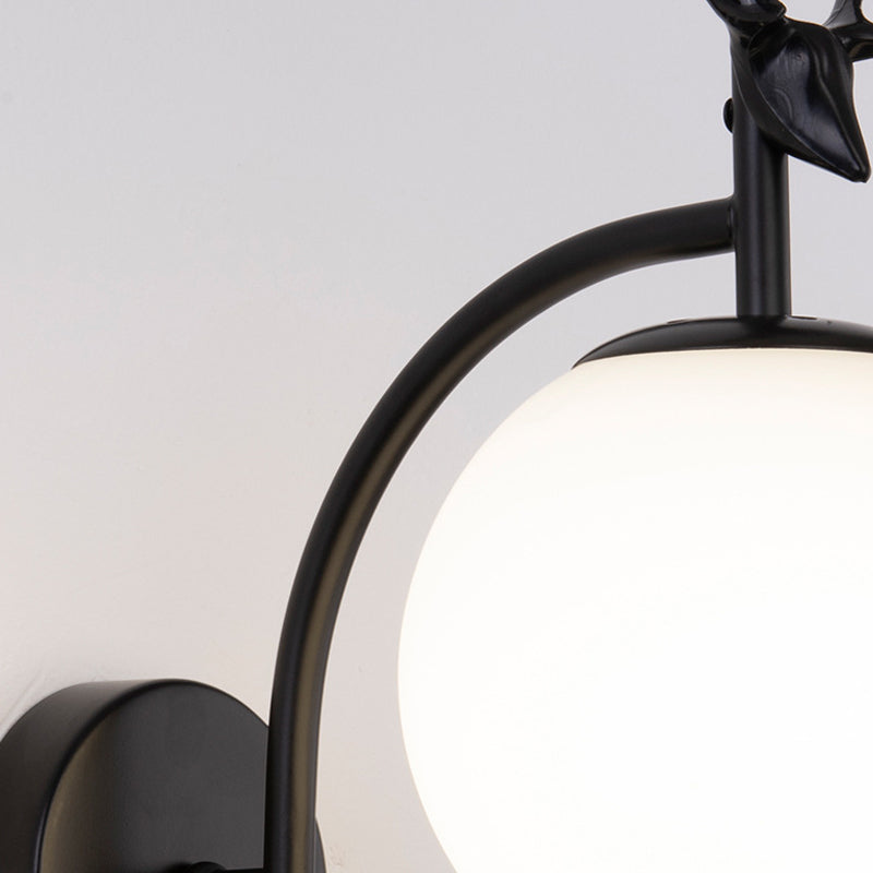 Metal Glass Wall Sconce 1 Blub Wall Mounted Light Fixture for Study Room