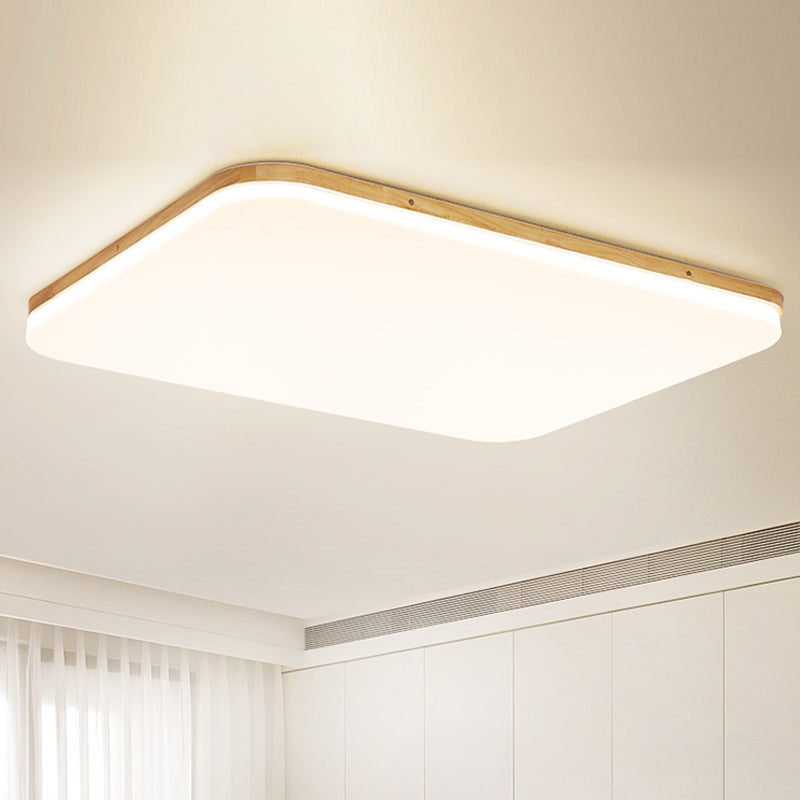 Square LED Flush Ceiling Light Fixtures Wooden Flush Mount Ceiling Fixture