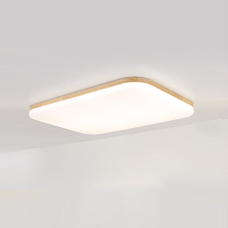 Square LED Flush Ceiling Light Fixtures Wooden Flush Mount Ceiling Fixture