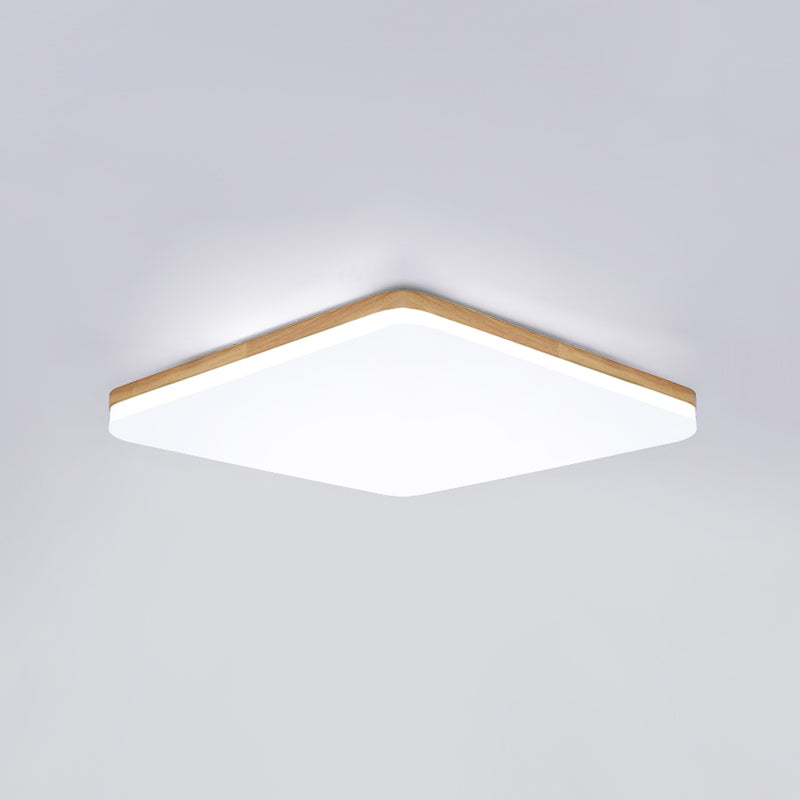 Square LED Flush Ceiling Light Fixtures Wooden Flush Mount Ceiling Fixture