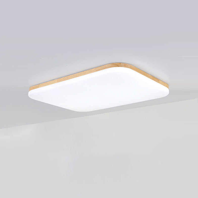 Square LED Flush Ceiling Light Fixtures Wooden Flush Mount Ceiling Fixture
