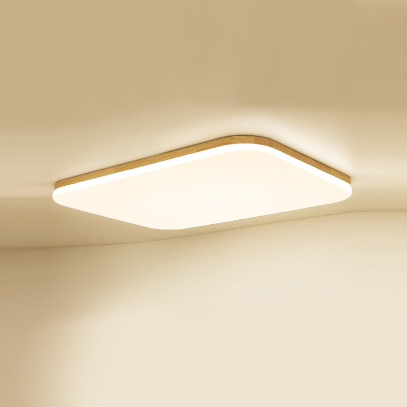 Square LED Flush Ceiling Light Fixtures Wooden Flush Mount Ceiling Fixture