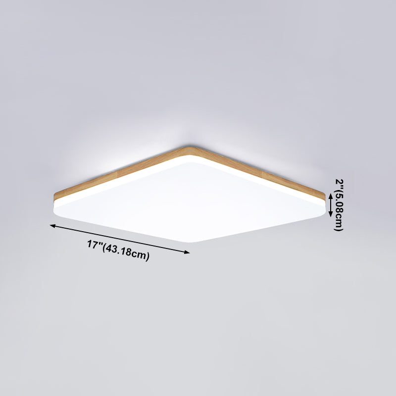 Square LED Flush Ceiling Light Fixtures Wooden Flush Mount Ceiling Fixture