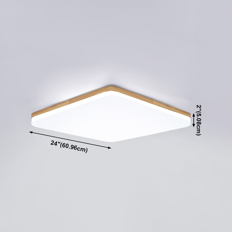 Square LED Flush Ceiling Light Fixtures Wooden Flush Mount Ceiling Fixture