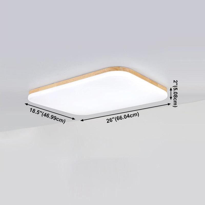 Square LED Flush Ceiling Light Fixtures Wooden Flush Mount Ceiling Fixture