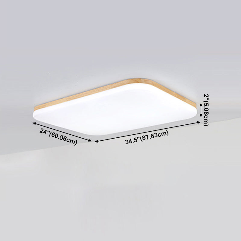 Square LED Flush Ceiling Light Fixtures Wooden Flush Mount Ceiling Fixture