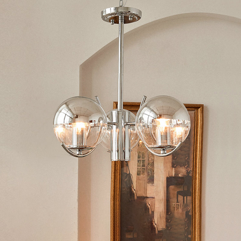 Modern Globe Chandelier Multi Light Hanging Light with Clear Glass for Bedroom