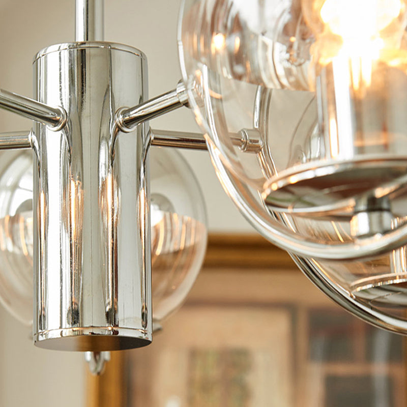 Modern Globe Chandelier Multi Light Hanging Light with Clear Glass for Bedroom