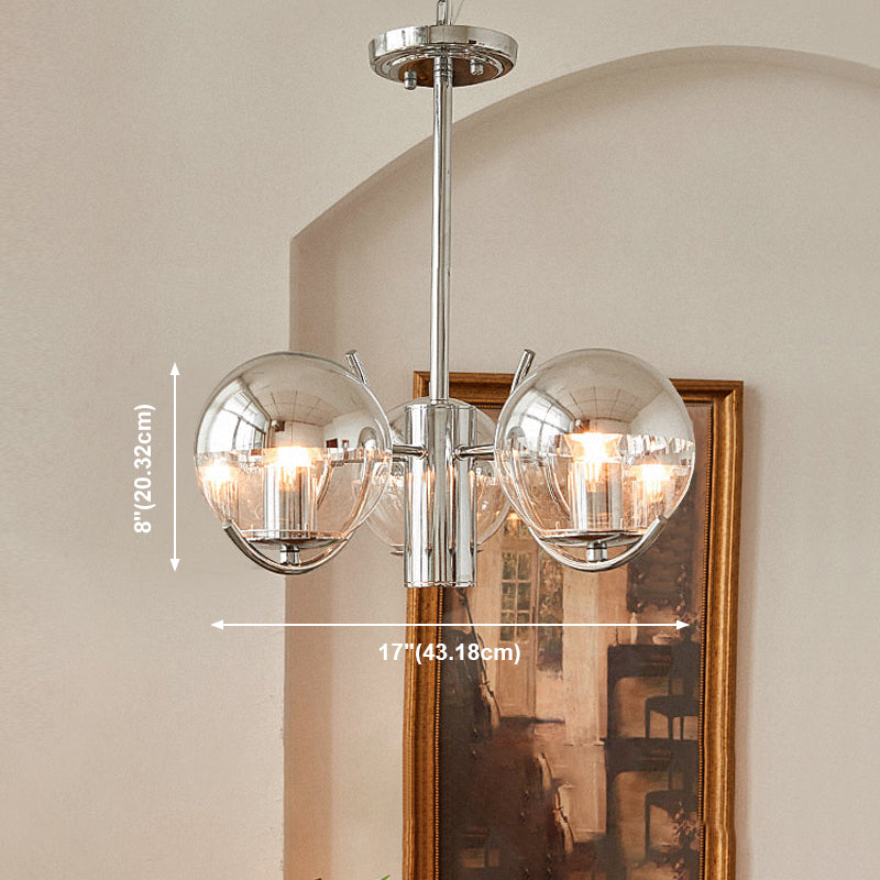 Modern Globe Chandelier Multi Light Hanging Light with Clear Glass for Bedroom