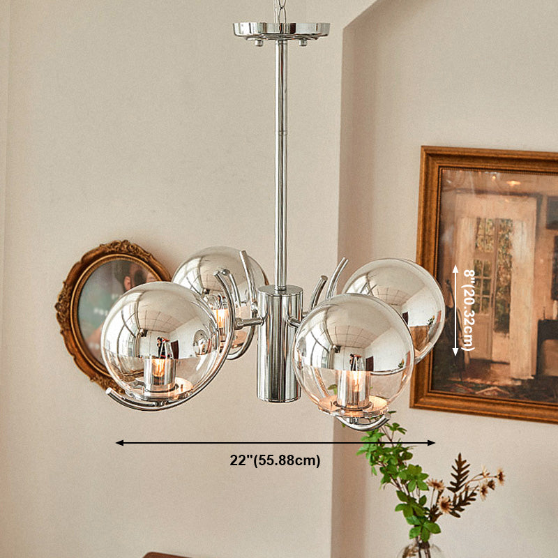 Modern Globe Chandelier Multi Light Hanging Light with Clear Glass for Bedroom