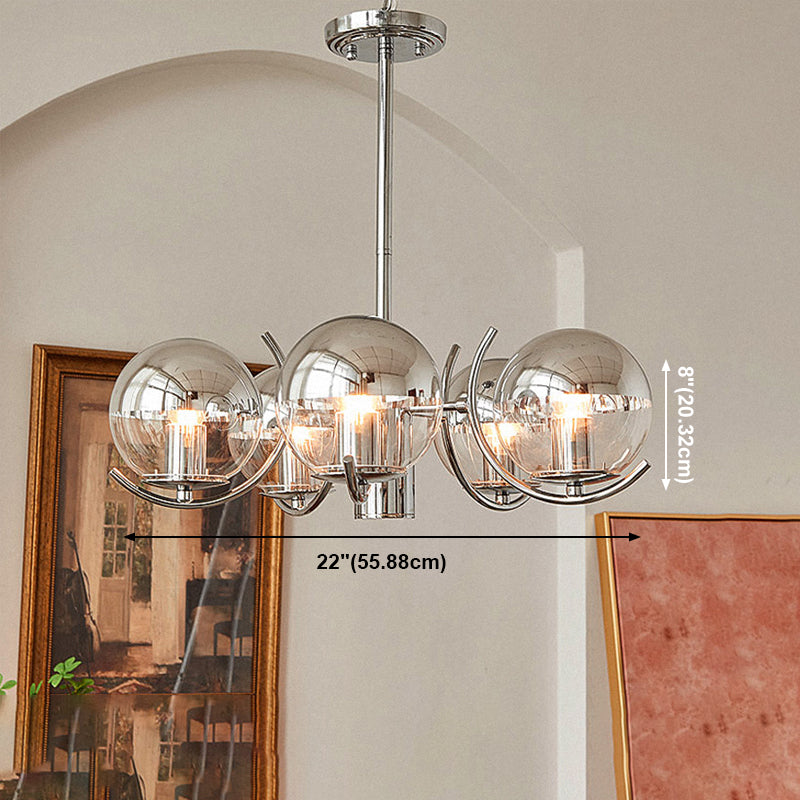Modern Globe Chandelier Multi Light Hanging Light with Clear Glass for Bedroom