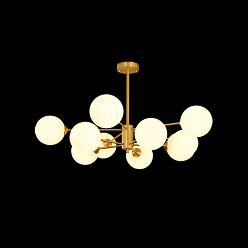 Lampadario globo nordico oro multi luce appesa alla luce con vetro bianco per camera da letto