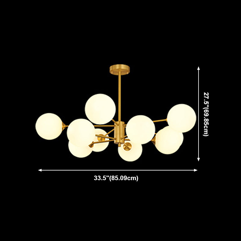Lampadario globo nordico oro multi luce appesa alla luce con vetro bianco per camera da letto