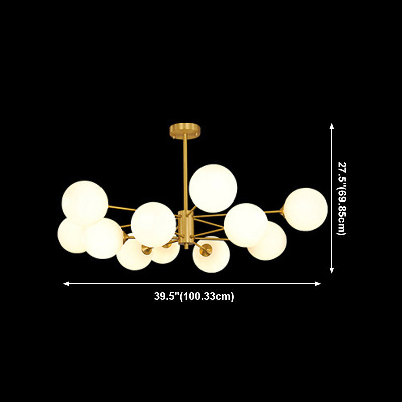 Lampadario globo nordico oro multi luce appesa alla luce con vetro bianco per camera da letto
