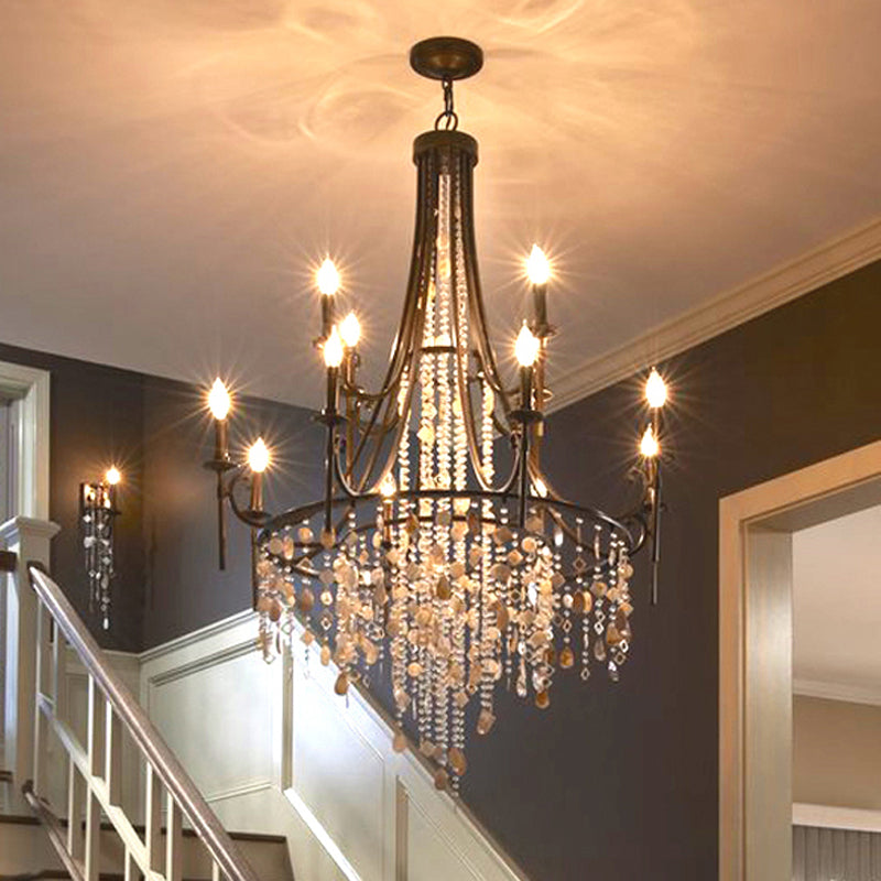 American Candle Shape Chandelier Metal Multi Light Hanging Light for Bedroom