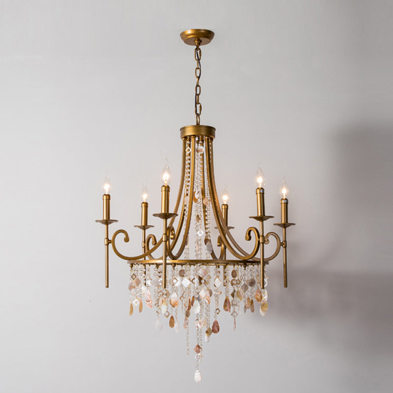 American Candle Shape Chandelier Metal Multi Light Hanging Light for Bedroom