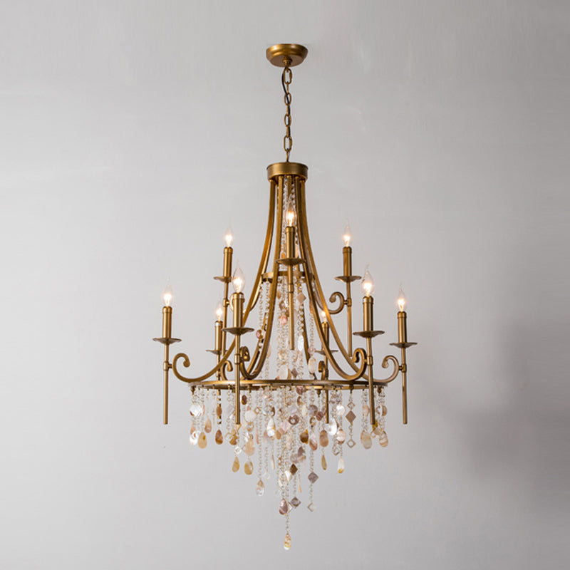 American Candle Shape Chandelier Metal Multi Light Hanging Light for Bedroom