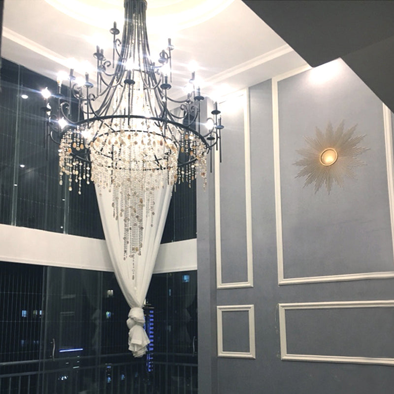 American Candle Shape Chandelier Metal Multi Light Hanging Light for Bedroom