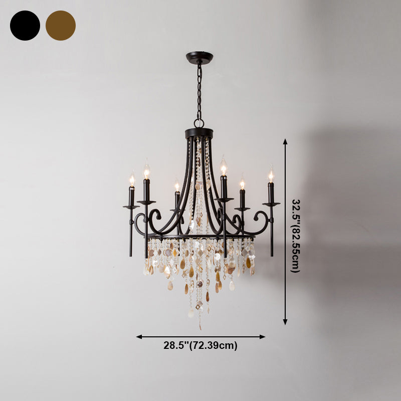 American Candle Shape Chandelier Metal Multi Light Hanging Light for Bedroom