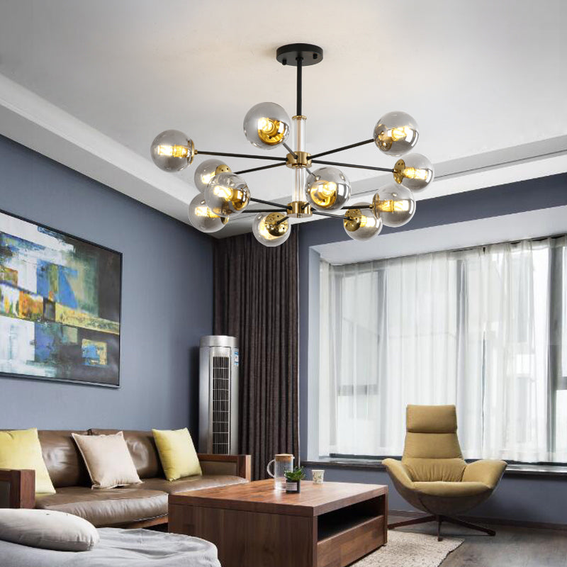 Nordic Globe Chandelier Clear Glass Multi Light Hanging Light for Bedroom