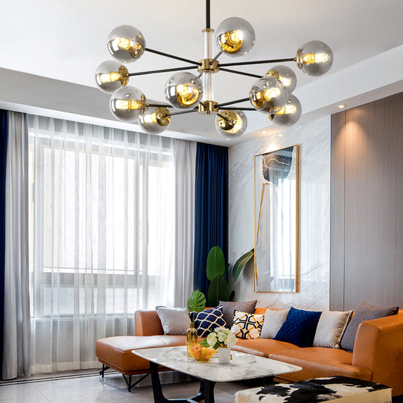 Nordic Globe Chandelier Clear Glass Multi Light Hanging Light for Bedroom