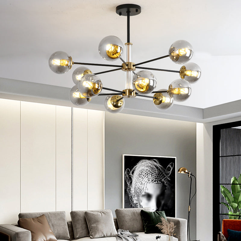 Nordic Globe Chandelier Clear Glass Multi Light Hanging Light for Bedroom