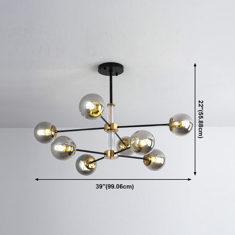 Nordic Globe Chandelier Clear Glass Multi Light Hanging Light for Bedroom
