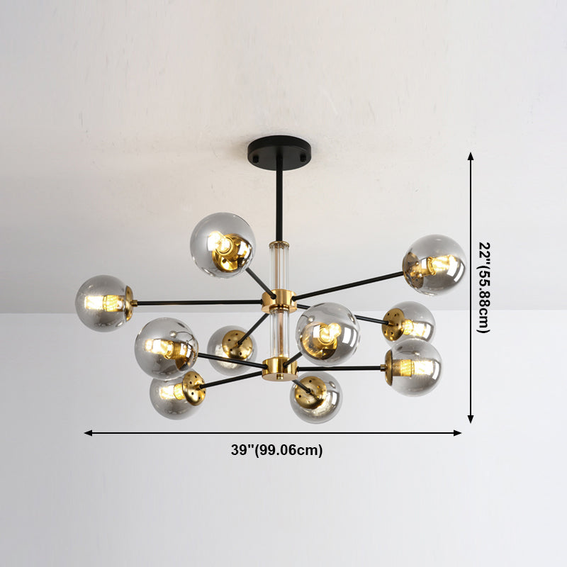 Nordic Globe Chandelier Clear Glass Multi Light Hanging Light for Bedroom
