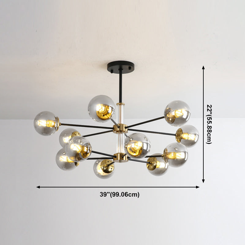 Nordic Globe Chandelier Clear Glass Multi Light Hanging Light for Bedroom