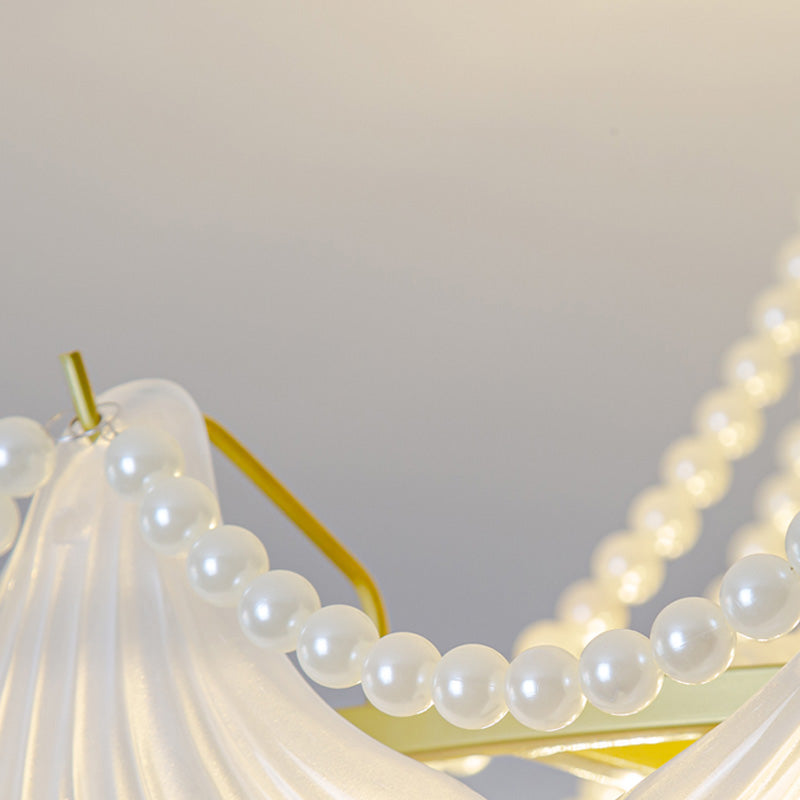 Nordic Shell Shape Chandelier Glass Multi Light Hanging Light in White for Bedroom