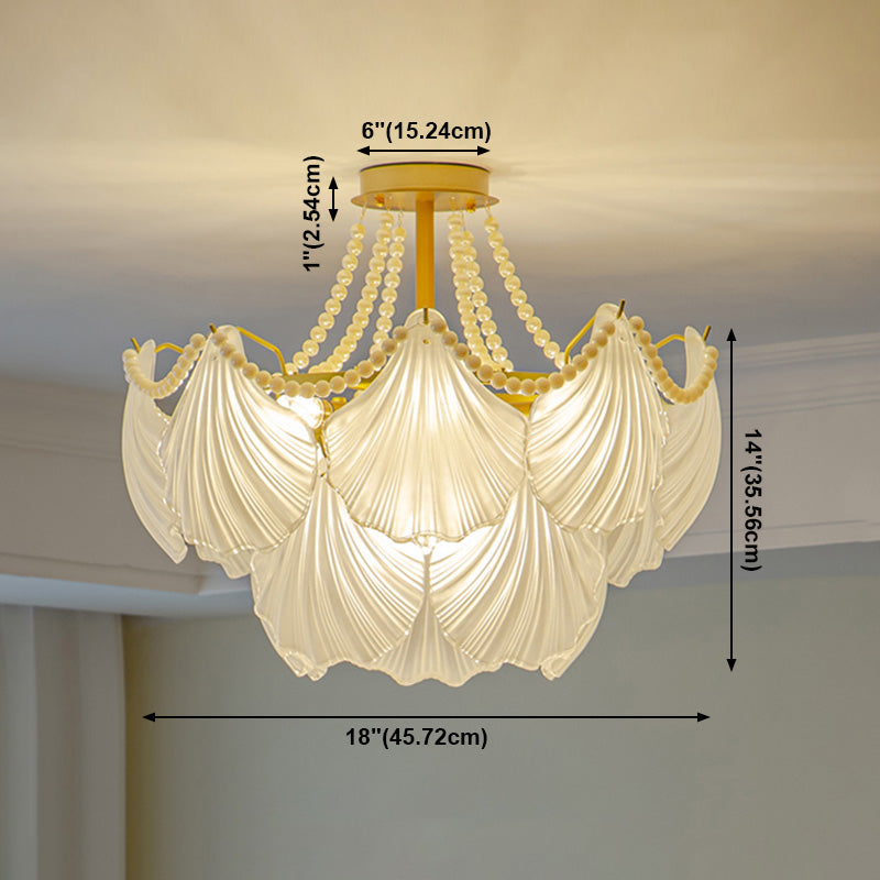 Glassa di guscio di guscio nordico Glass Multi Light Appeding Light in Bianco per camera da letto