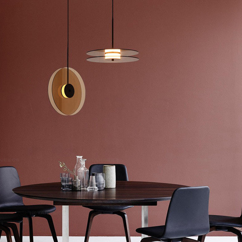 Modern Style LED Pendant Light 1 Light Round Glass Hanging Light for Dinning Room
