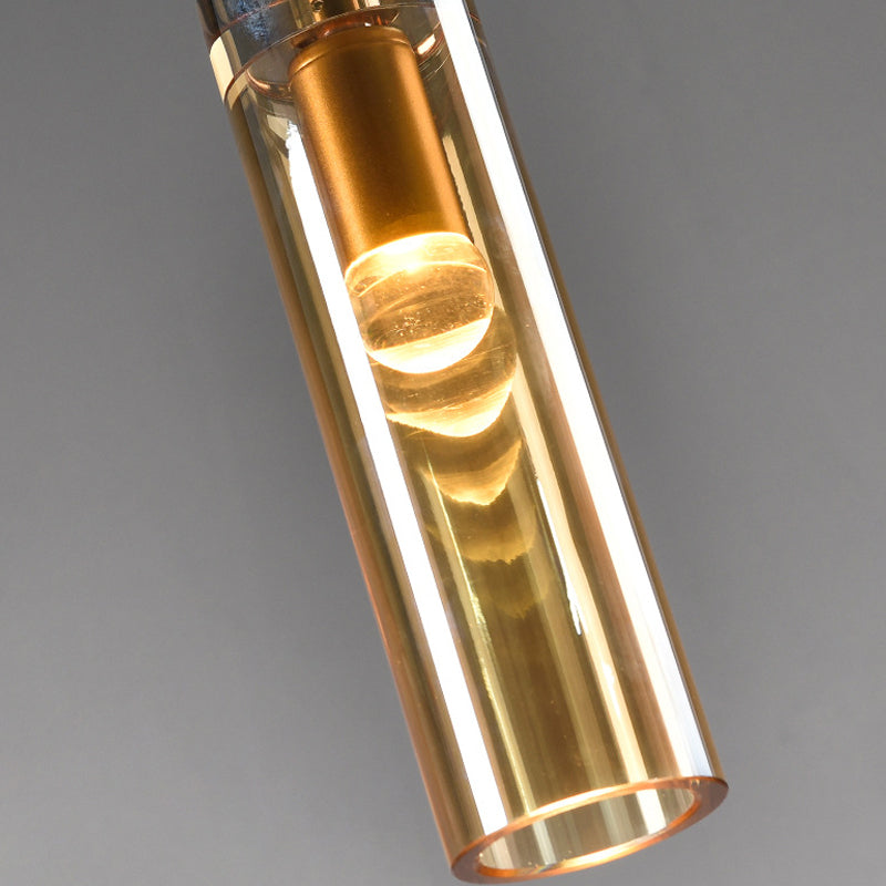 Cylinder Shade Hanging Light Modern Style Crystal Pendant Lights for Living Room