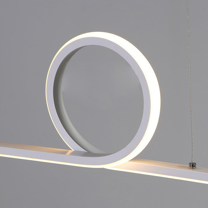 3-Light Ceiling Island Light Minimal Style Linear Shape Metal Pendant Lighting Fixtures